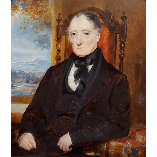 English 19th Century Husband & Wife English Portraits -Oil Painting - a Pair For Sale - Image 3 of 13