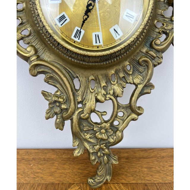 Vintage French style Wall Clock in Brass For Sale - Image 6 of 12
