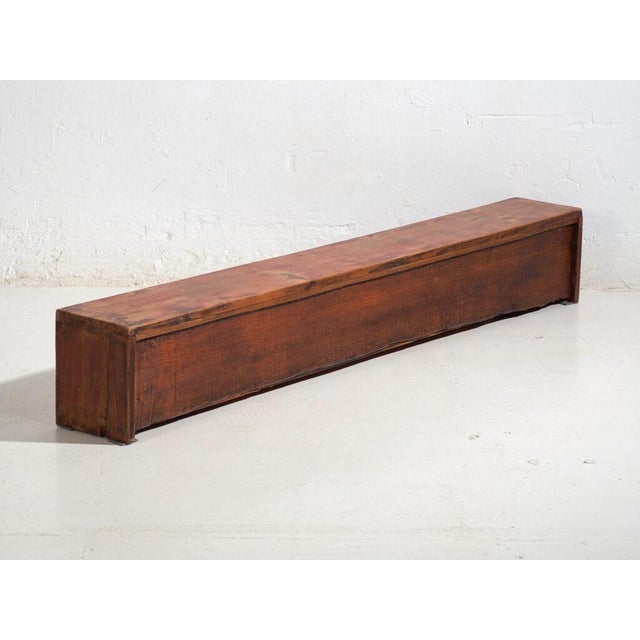 Antique Qing Dynasty Painted Vermilion Gansu Bench or Sideboard For Sale - Image 10 of 11
