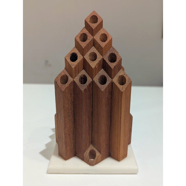 1950s Scandinavian Teak & Marble Bud Vase, 1960s For Sale - Image 5 of 6