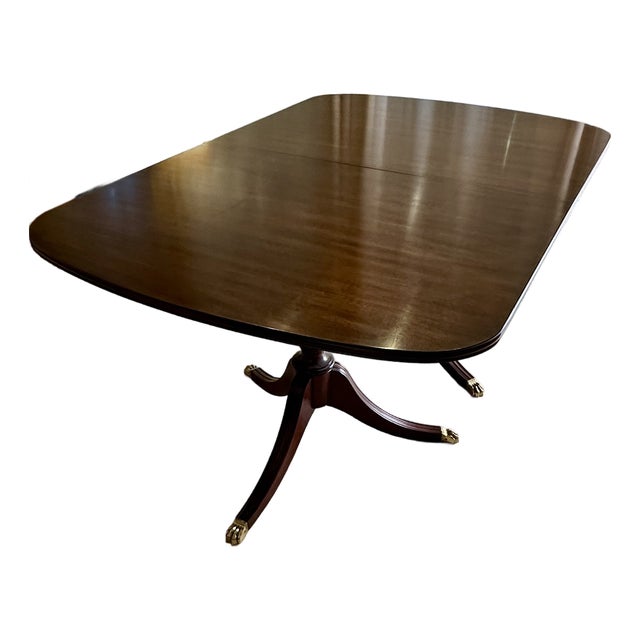 1980s Henkel Harris 2208 29 Solid Mahogany Double Pedestal Dining Table For Sale