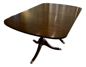 1980s Henkel Harris 2208 29 Solid Mahogany Double Pedestal Dining Table