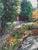 Textile Vintage 1960's Oil Painting French Garden - Unknown Artist For Sale - Image 7 of 8