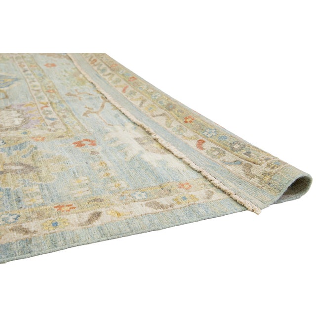 Apadana's Allover Modern Sultanabad Oversized Wool Rug Handmade in Blue For Sale - Image 4 of 10