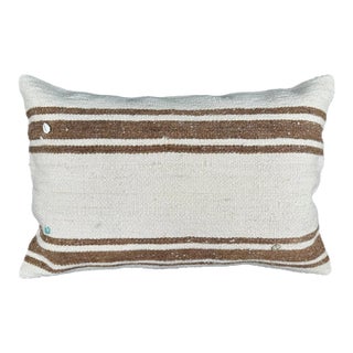 Turkish Hemp Pillow Cushion Natural Beige Brown Pillow Cushion Cover 16" x 24" For Sale