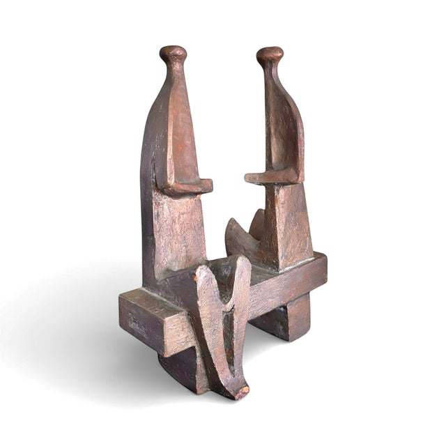 Mid-Century Modern Vintage Figural Terracotta Sculpture of Two Seated Figures For Sale - Image 3 of 10