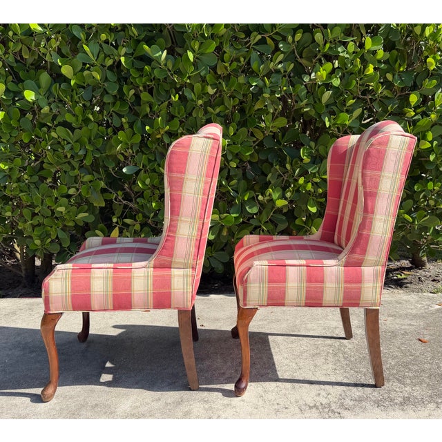 Vintage English-Style Wingback Host Dining Chairs With Cabriole Legs, Pair For Sale In Naples, FL - Image 6 of 16