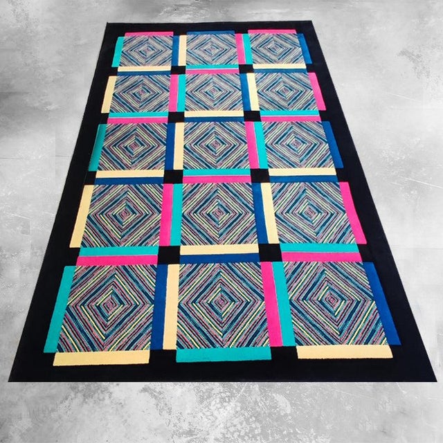 Postmodern Italian Square Geometric Wool Rug by Ottavio Missoni, 1990s For Sale - Image 10 of 10