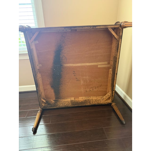 Late 20th Century Vintage French Neoclassical Square Game Coffee Table With Parquet Checkerboard Top For Sale - Image 5 of 7