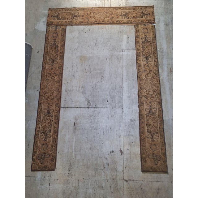 French Antique French Aubusson-Style Tapestry Architectural Border Panel For Sale - Image 3 of 9