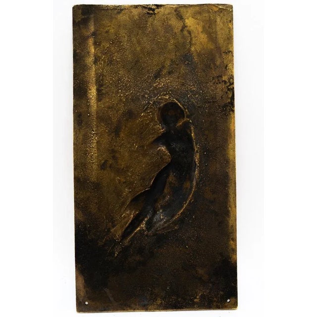 Jugendstil Cast relief polished brass vienna around 1910 Brass polished and stove enameled