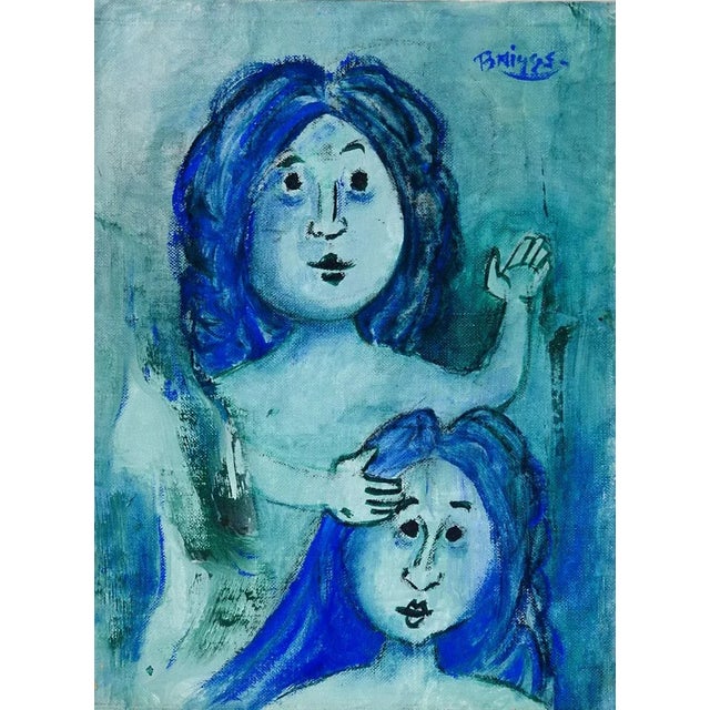 Mid 20th Century Vintage Judson Reynolds Briggs Two Women in Blue Painting For Sale - Image 5 of 5