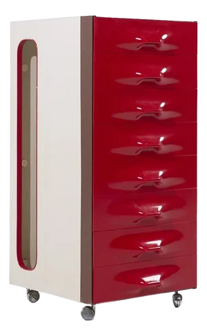 Raymond Loewy for Doubinsky Frères Df 2000 Mid Century Red Fiberglass Valet Cabinet