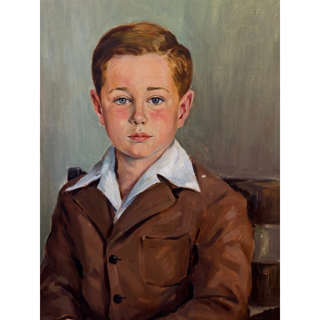 Mid-Century Modern Lovely Portrait of a Young Boy c.1950 For Sale - Image 3 of 5