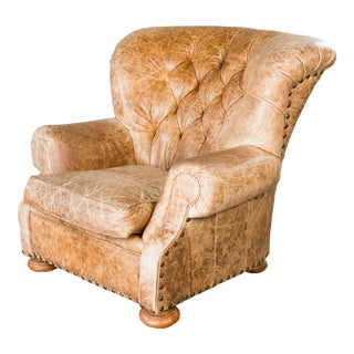 Ralph Lauren Style Leather Writer's Chair by Hickory-Fry For Sale