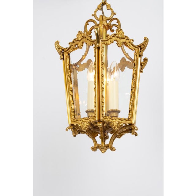 Brass Lantern Pendant Light, Germany, 1960s For Sale - Image 9 of 11