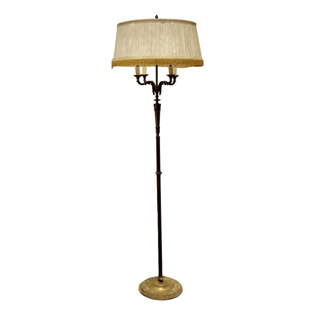 Rococo Gilt Brass 4 Branch Floor Lamp, 1890s For Sale