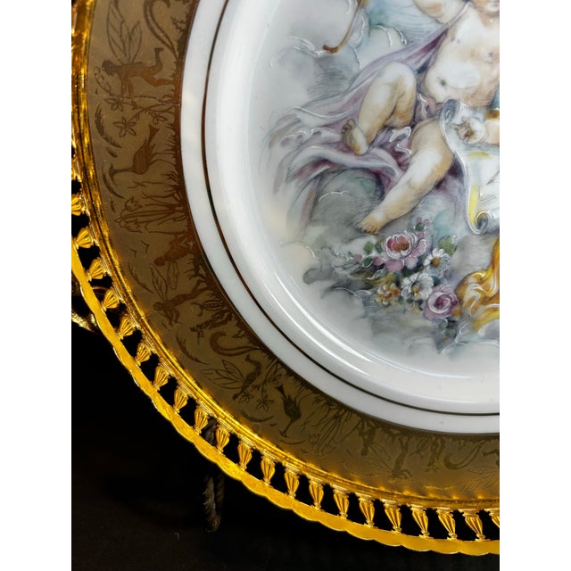 Vintage Limoges Porcelain Hand Painted Dresser Box and Tray ~ Cherubs Ornate Gold & Bronze Edges For Sale In Philadelphia - Image 6 of 12