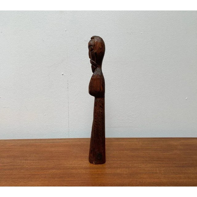 Vintage Wooden Sacral Figurine Sculpture For Sale - Image 4 of 18