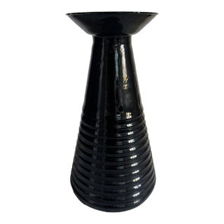 1980s Post-Modern Black Glass Vase by Vetreria Etrusca, Italy For Sale
