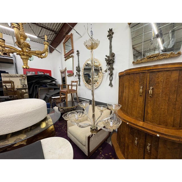 Stunning Murano Glass Chandelier By Seguso. Offered is a most unusual Murano chandelier by Archimede Seguso from late 1930...