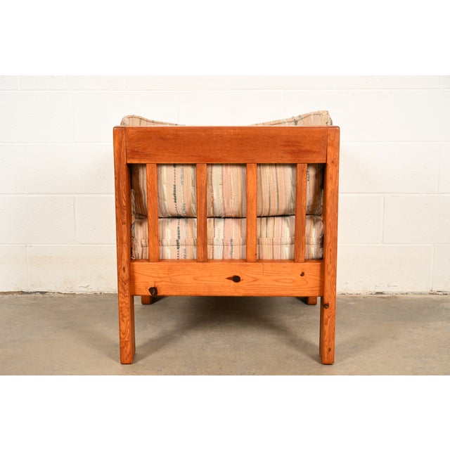 Mid-Century Modern Knotty Pine Lounge Chair With Southwest Upholstery, Circa 1960s For Sale - Image 13 of 14