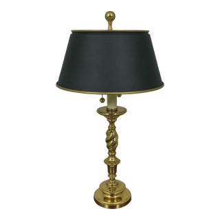 Toleware Shade Solid Brass Spiral Table Lamp For Sale