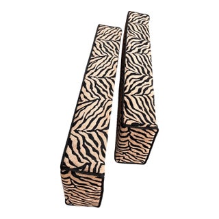 Pair Safari Design Zebra Print Window Textile Cornice 43” For Sale