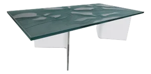 Midcentury Decorative Frosted Glass Top Coffee Table