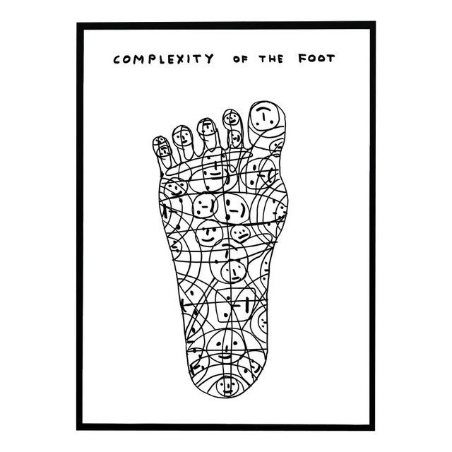 David Shrigley, Complexity of the Foot, 2020, Lithograph Poster, Framed For Sale