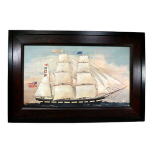 1992 Folk Art Nautical Framed Clipper Ship Art From the Workshops of David T. Smith