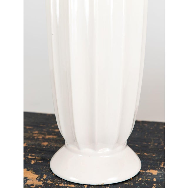 Mid Century White Ceramic and Walnut Table Lamp, Denmark 1960s For Sale - Image 4 of 9