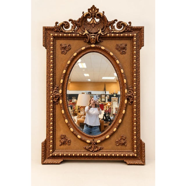 Large 19th Century Napoleon III Trumeau Mirror in Giltwood and Beveled Glass For Sale - Image 9 of 10