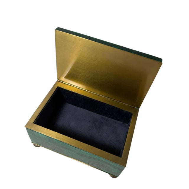 Green 19th Century Malachite and Brass Decorative Box For Sale - Image 8 of 9