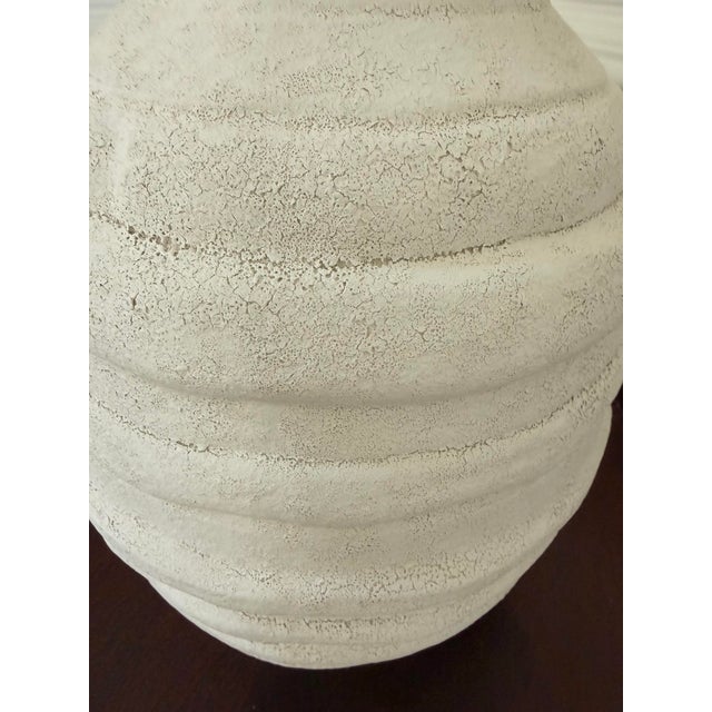 Sporvil Portugal Textured White Ribbed Ceramic Floor Vase For Sale In Charleston - Image 6 of 8
