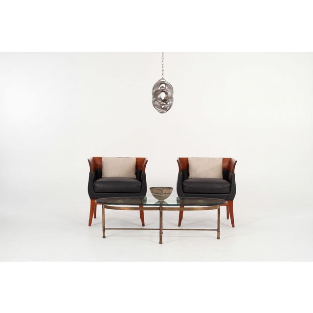 Maison Jansen Attributed Coffee Cocktail Table in Brass and Glass 1965c. solid brass uprights with boot feet stretcher...