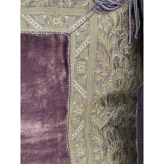 Gold Pair Marroccan Velvet Pillows With Gold Brocade Trim and Tassels For Sale - Image 8 of 10