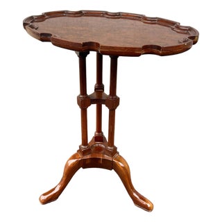 Late 20th Century Baker Furniture Historic Charleston Queen Anne Mahogany and Burl Wood Tea Table For Sale