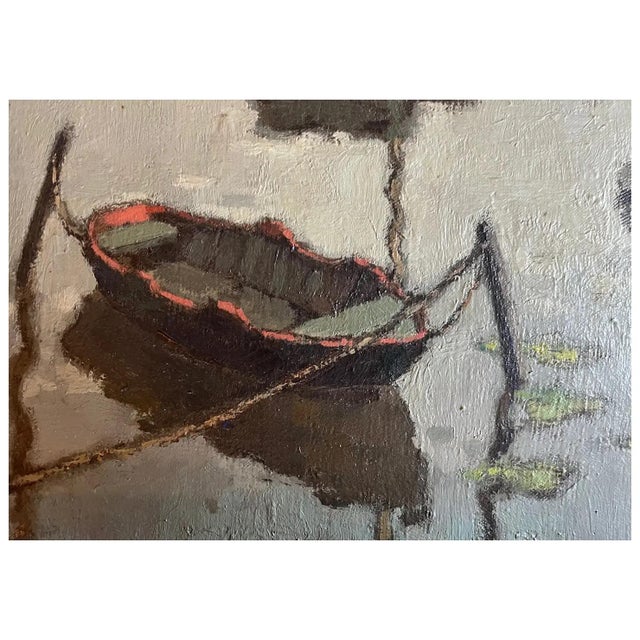 Edward Henry Molyneux (British, 1891-1974) Oil Painting on Canvas Evening Harbor at Dusk, 1938 For Sale - Image 4 of 13