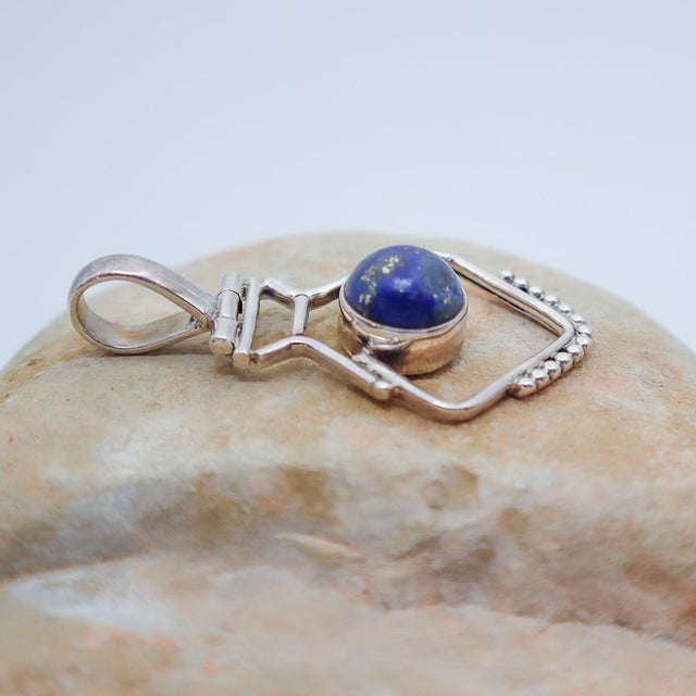Contemporary Vintage Modern Lapis Lazuli Sterling Pendant For Sale - Image 3 of 6