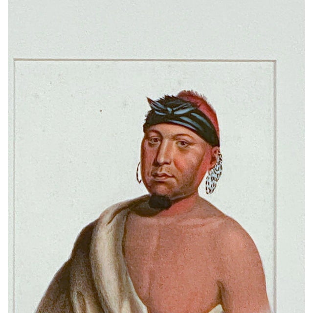 "Peah-Mus-Ka, a Musquakee Chief" McKenney & Hall Engraving of a Native American, 19th Century For Sale - Image 4 of 6