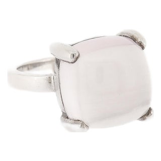 Large Paloma Picasso Tiffany Sterling Silver & Rose Quartz Sugar Stacks Ring For Sale