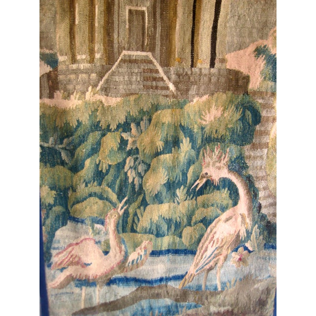 Mid 18th Century French Aubusson Chinoiserie Verdure Tapestry Pagoda and Three Birds 18 Century For Sale - Image 5 of 13