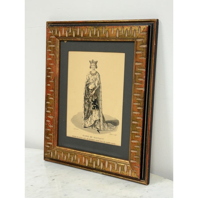 Design Plus Gallery presents an Antique Engraved Portrait of Marie de Hainaut, wife of Louis I, Duke of Bourbon and...