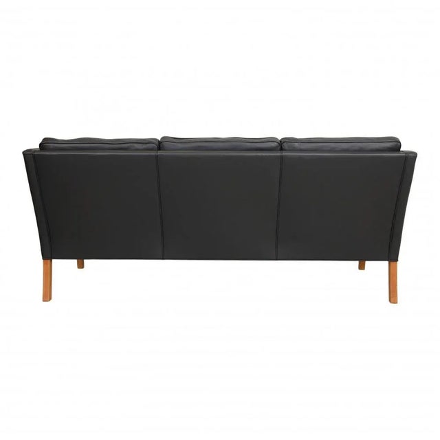 Børge Mogensen 2209 3-Seater Sofa in Black Bison Leather by Børge Mogensen for Fredericia For Sale - Image 4 of 9