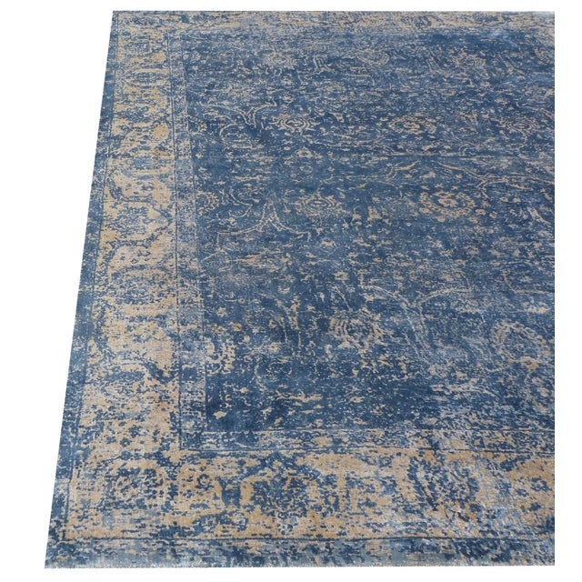 Newport Navy Blue Hand loom Bamboo/Silk Area Rug - 8'x10' For Sale - Image 4 of 8