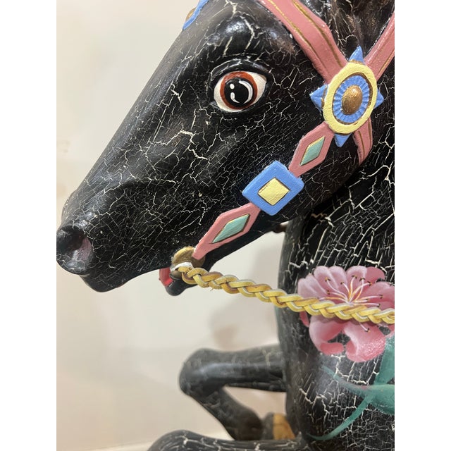 1980s 1980s Rotocast Molded Carousel Lifesize Miniature Horse on Wooden Pole For Sale - Image 5 of 12