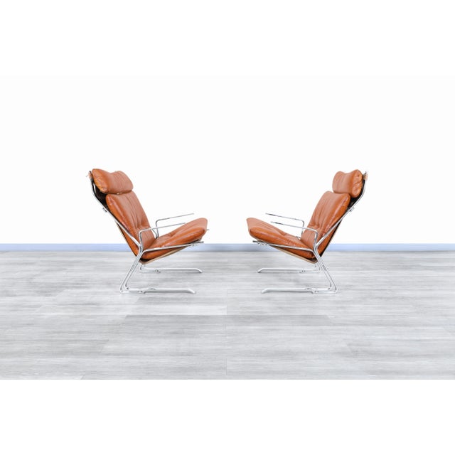 1970s Mid-Century Leather and Chrome Lounge Chairs by Elsa and Nordahl Solheim, 1970s For Sale - Image 5 of 13