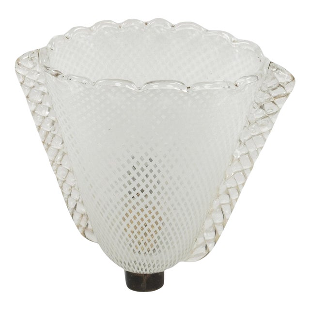 Mid-Century Wall Sconce in Brass and Reticello Glass by Venini, Italy, 1950s For Sale
