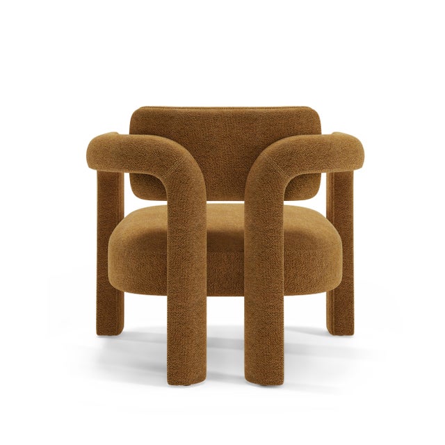 Double Arch Armchair in Camel Chenille from Insidherland For Sale - Image 4 of 10